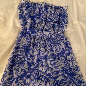 Express Blue Strapless Dress